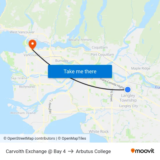Carvolth Exchange @ Bay 4 to Arbutus College map