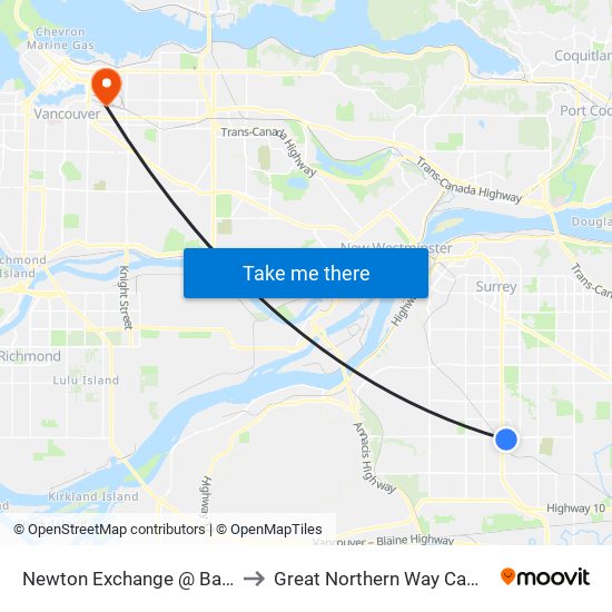 Newton Exchange @ Bay 10 to Great Northern Way Campus map