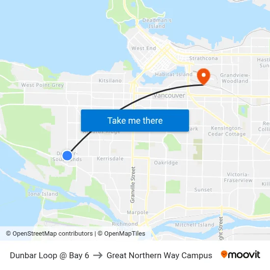Dunbar Loop @ Bay 6 to Great Northern Way Campus map