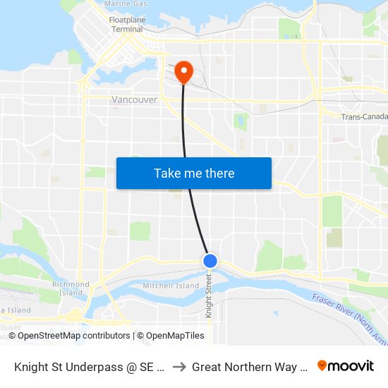 Knight St Underpass @ SE Marine Dr to Great Northern Way Campus map