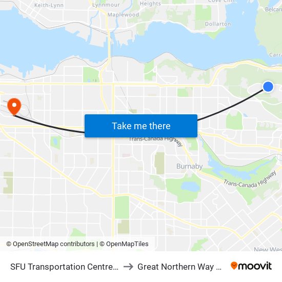SFU Transportation Centre @ Bay 2 to Great Northern Way Campus map