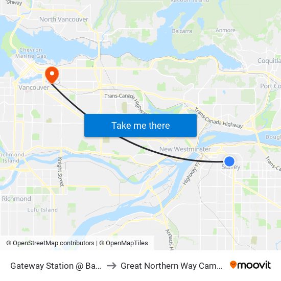 Gateway Station @ Bay 1 to Great Northern Way Campus map