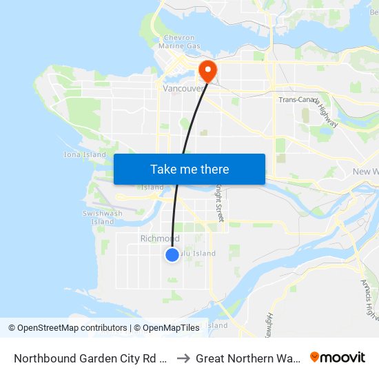 Northbound Garden City Rd @ Blundell Rd to Great Northern Way Campus map