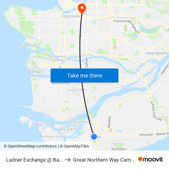 Ladner Exchange @ Bay 7 to Great Northern Way Campus map