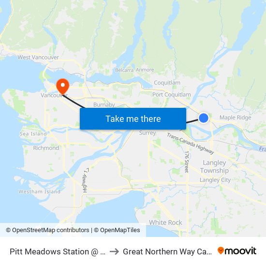 Pitt Meadows Station @ Bay 3 to Great Northern Way Campus map