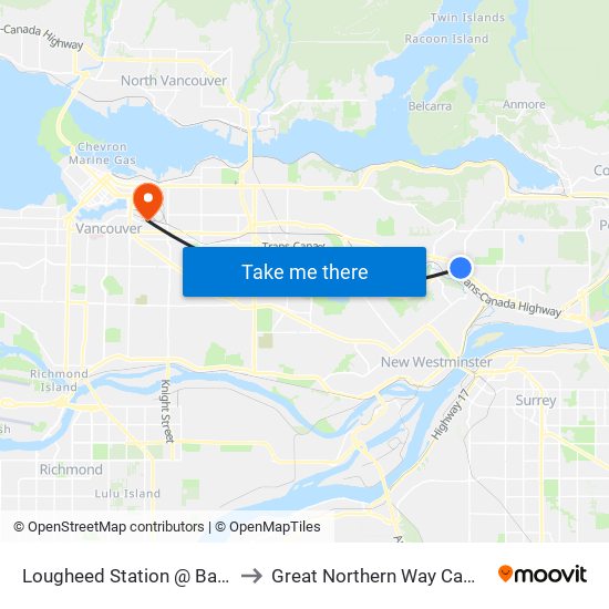 Lougheed Station @ Bay 10 to Great Northern Way Campus map