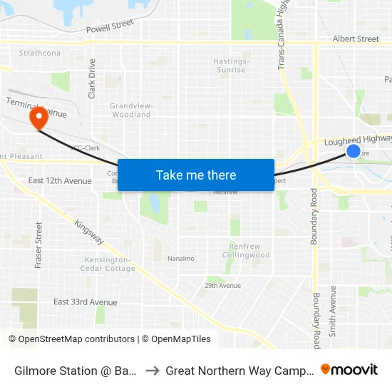 Gilmore Station @ Bay 2 to Great Northern Way Campus map