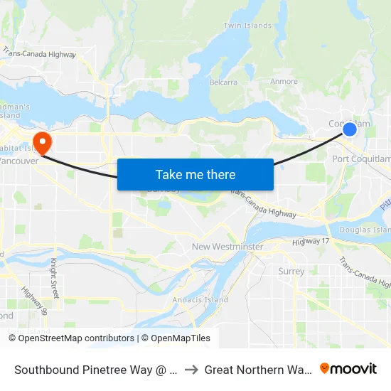 Southbound Pinetree Way @ Guildford Way to Great Northern Way Campus map