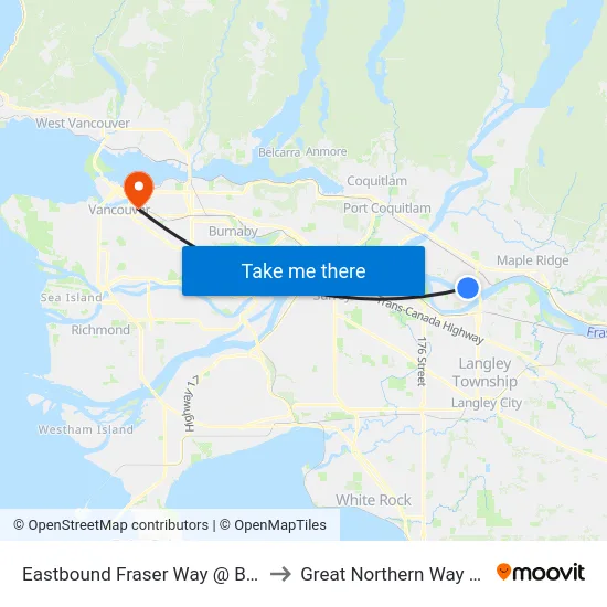 Eastbound Fraser Way @ Bay Mill Rd to Great Northern Way Campus map