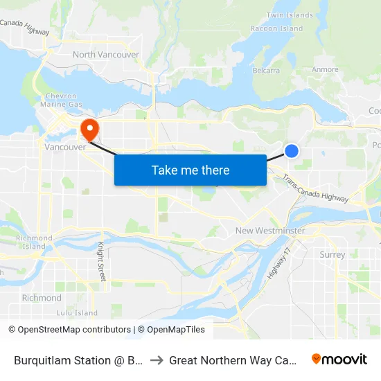 Burquitlam Station @ Bay 1 to Great Northern Way Campus map