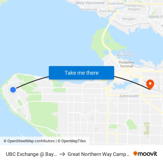 UBC Exchange @ Bay 3 to Great Northern Way Campus map