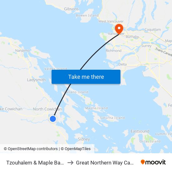 Tzouhalem & Maple Bay Rd to Great Northern Way Campus map