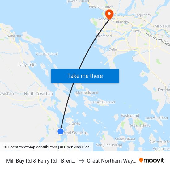 Mill Bay Rd & Ferry Rd - Brentwood Ferry to Great Northern Way Campus map