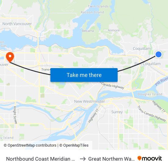 Northbound Coast Meridian Rd @ Lincoln Dr to Great Northern Way Campus map