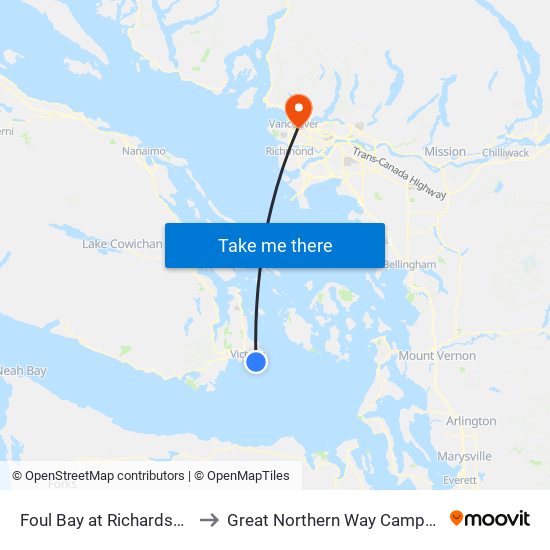 Foul Bay at Richardson to Great Northern Way Campus map