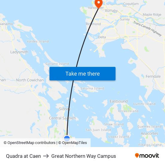 Quadra at Caen to Great Northern Way Campus map