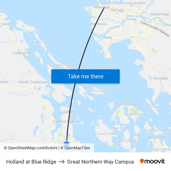 Holland at Blue Ridge to Great Northern Way Campus map