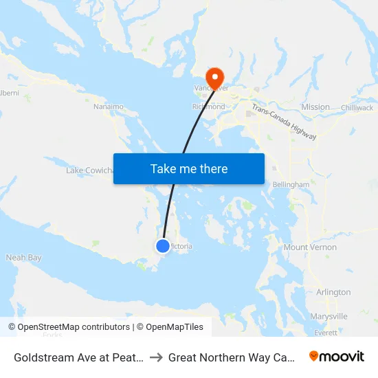 Goldstream Ave at Peatt Rd to Great Northern Way Campus map