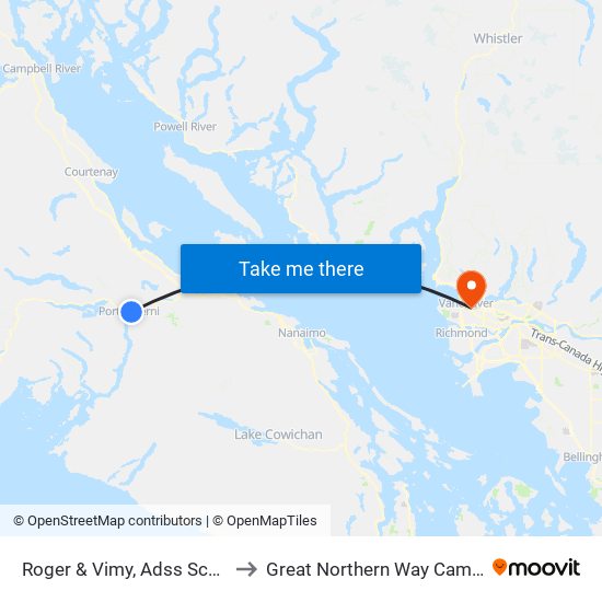 Roger & Vimy, Adss School to Great Northern Way Campus map