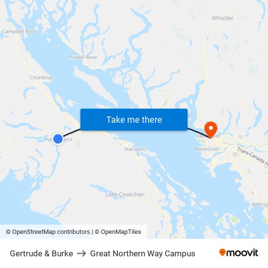 Gertrude & Burke to Great Northern Way Campus map