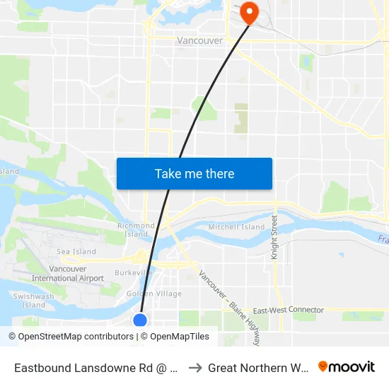 Eastbound Lansdowne Rd @ Cedarbridge Way to Great Northern Way Campus map