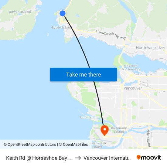 Keith Rd @ Horseshoe Bay Ferry Terminal to Vancouver International Airport map
