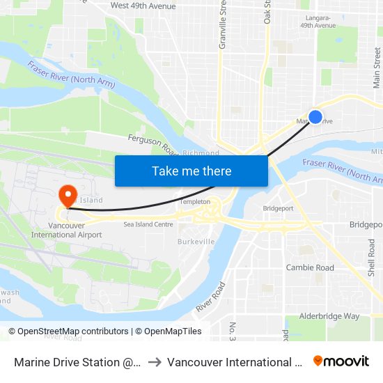 Marine Drive Station @ Bay 1 to Vancouver International Airport map