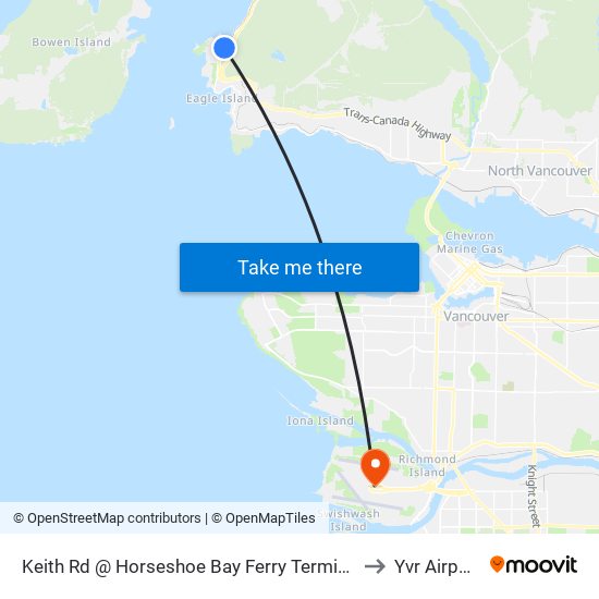 Keith Rd @ Horseshoe Bay Ferry Terminal to Yvr Airport map