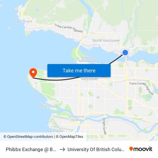 Phibbs Exchange @ Bay 1 to University Of British Columbia map
