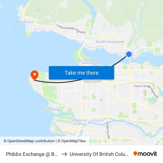 Phibbs Exchange @ Bay 4 to University Of British Columbia map
