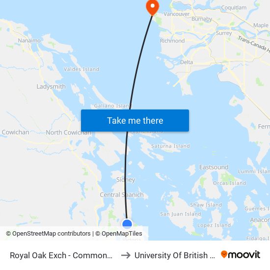 Royal Oak Exch - Commonwealth Place to University Of British Columbia map