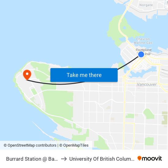 Burrard Station @ Bay 7 to University Of British Columbia map