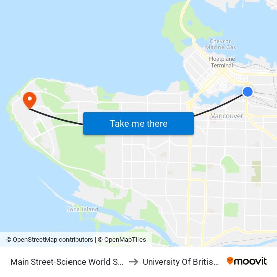 Main Street-Science World Station @ Bay 2 to University Of British Columbia map