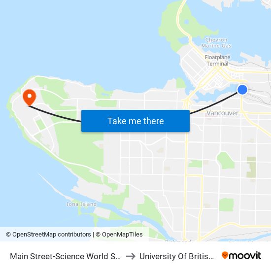Main Street-Science World Station @ Bay 1 to University Of British Columbia map