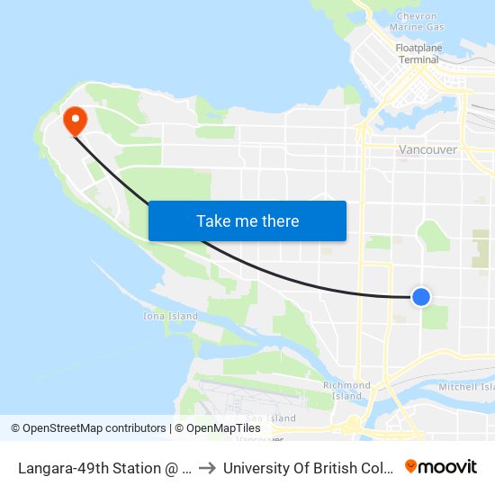 Langara-49th Station @ Bay 4 to University Of British Columbia map