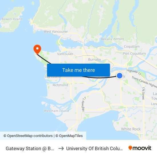 Gateway Station @ Bay 1 to University Of British Columbia map