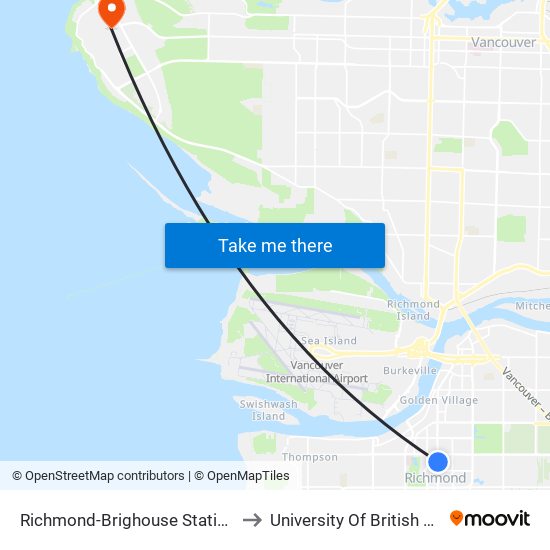 Richmond-Brighouse Station @ Bay 4 to University Of British Columbia map