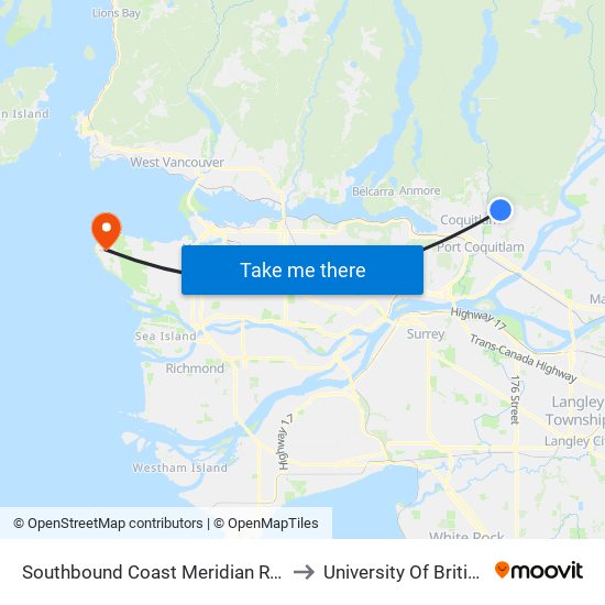 Southbound Coast Meridian Rd @ Princeton Ave to University Of British Columbia map