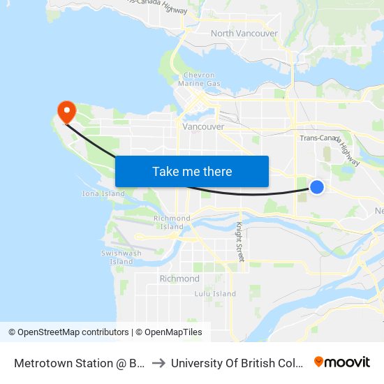 Metrotown Station @ Bay 14 to University Of British Columbia map