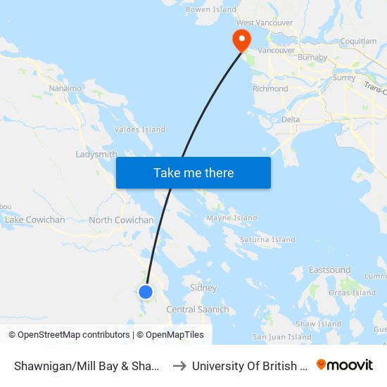 Shawnigan/Mill Bay & Shawnigan Lake to University Of British Columbia map