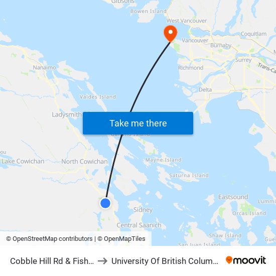 Cobble Hill Rd & Fisher to University Of British Columbia map