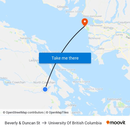 Beverly & Duncan St to University Of British Columbia map