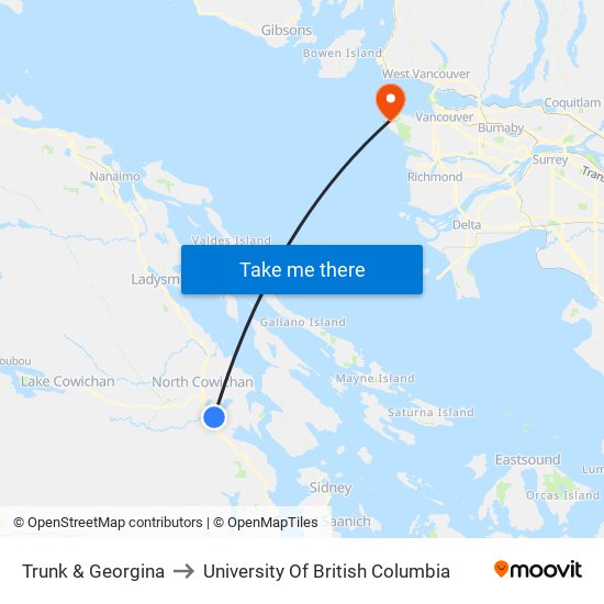 Trunk & Georgina to University Of British Columbia map