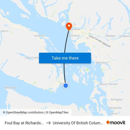Foul Bay at Richardson to University Of British Columbia map