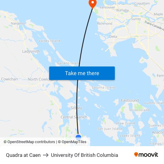 Quadra at Caen to University Of British Columbia map
