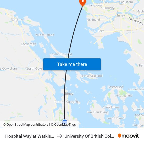 Hospital Way at Watkiss Way to University Of British Columbia map