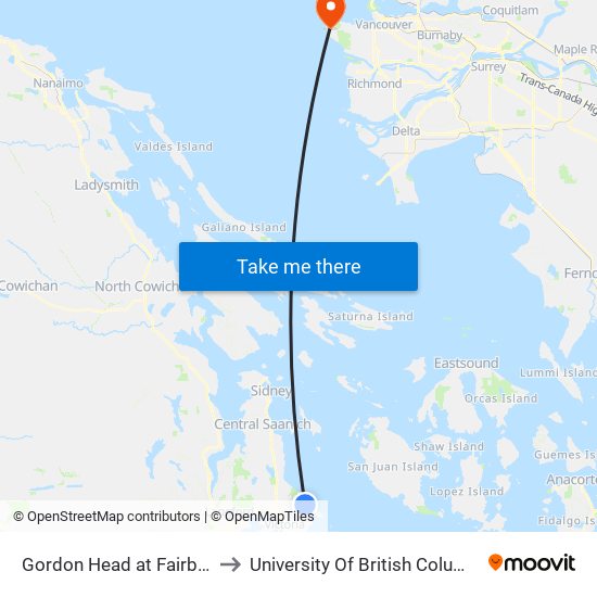 Gordon Head at Fairburn to University Of British Columbia map