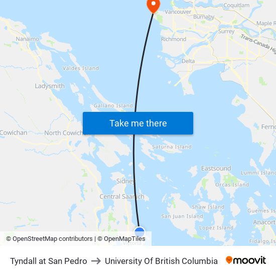 Tyndall at San Pedro to University Of British Columbia map