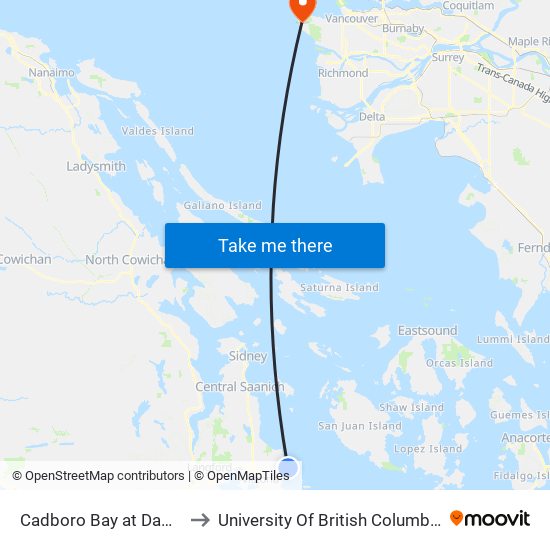 Cadboro Bay at Dawe to University Of British Columbia map