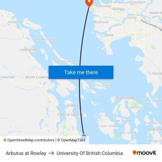 Arbutus at Rowley to University Of British Columbia map